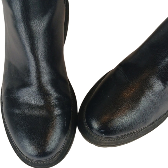 H&M 7 Black Chelsea Chunky Ankle Boots Loops Elasticized Solid Platform Bootie - Picture 6 of 15